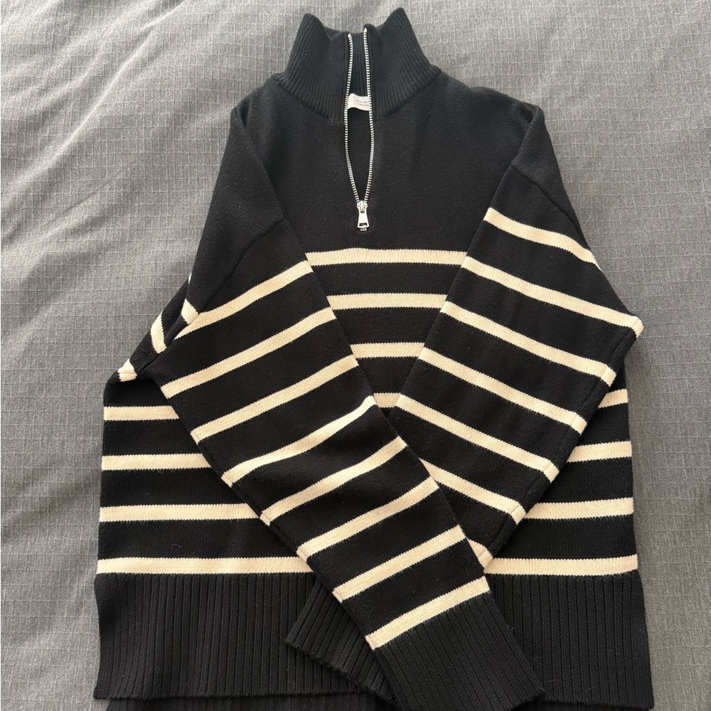 Zara Striped Quarter Zip Cozy Sweater